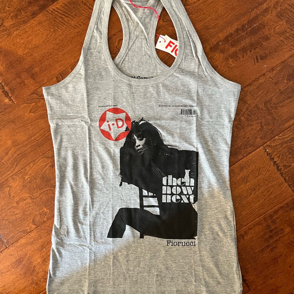 Fiorucci i-D Naomi Campbell Gray Graphic Muscle Tee